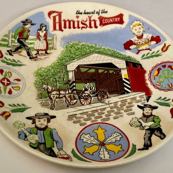 Vintage Amish Folk Art Plate, Collectible & Rustic Home Decor, Good Condition - Picture 14 of 14